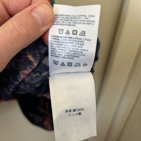 Lands’ End 100% Cotton Blue Red Hawaiian Flower Dress Size L 14-16 - Picture 8 of 10